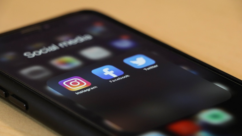 Picture of phone with social media
