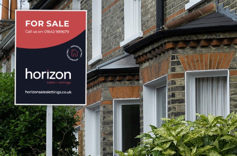 Horizon Sales & LettingsLogo Design, Sale Sign, Exhibition Banner, Leaflet